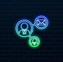neon style. people connection line. neon style. Linear style sign for mobile concept and web design. Social network connection outline icon. symbol logo illustration. graphics vector