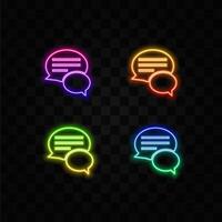 chat bubble with a speech bubble. neon style. vector