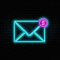 neon style. email.neon warning concept. spam envelope. alert message notification. danger error alerts. stop spam illustration. virus problem. vector