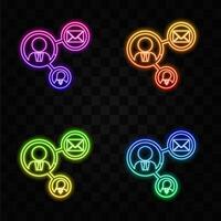 people connection line icon. neon style. Linear style sign for mobile concept and web design. Social network connection outline icon. symbol logo illustration. graphics vector