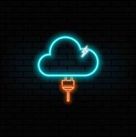 neon style.cloud computing icon on different electronic devices. cloud computing sign symbol icon vector