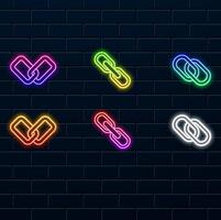 connection icon, link, chain icon. broken chain. neon style. connection cone. Hyperlink chain symbol. vector