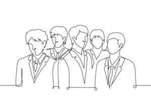 group portrait of businessman - one line art . concept masculine business community, elite, politicians, male leadership, patriarchy vector