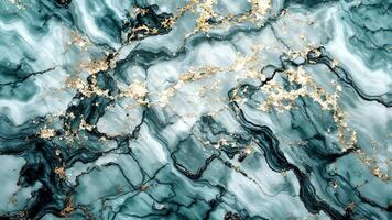 Elegant Abstract Blue and Green Marble Texture with Gold Accents photo