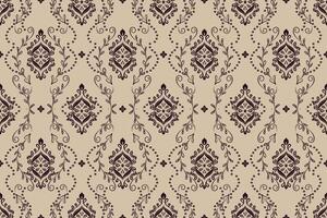 Hand-drawn ethnic damask pattern with folk art elements. vector