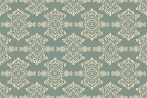 Ornamental ethnic damask with fine symmetrical borders. vector
