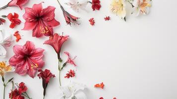 Vibrant Assortment of Colorful Flowers on White Background photo