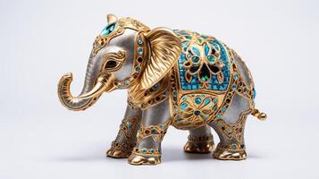 Ornate Elephant Figurine Adorned with Gems and Intricate Patterns photo