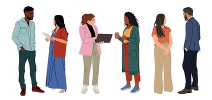 Different business team members standing on white vector
