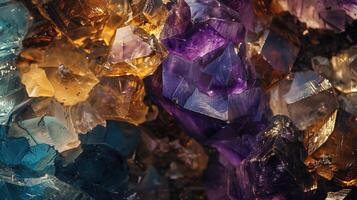Vibrant Close-Up View of Colorful Crystals and Precious Minerals photo