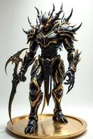 Dark Fantasy Warrior Figurine with Intricate Armor and Blade Design photo