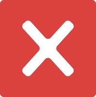 Red Square Cancel Button Icon with White X vector