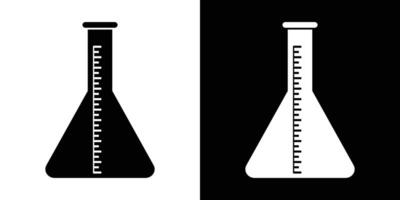 Stylish black and white lab flask illustration for science and education themes, perfect for various designs and projects. vector