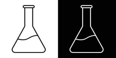 Stylish black and white lab flask illustration for science and education themes, perfect for various designs and projects vector