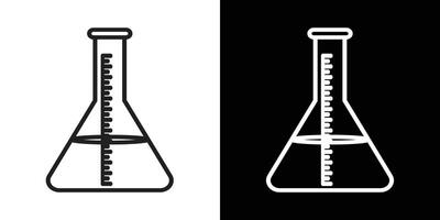 Erlenmeyer flask icon set on black and white backgrounds vector