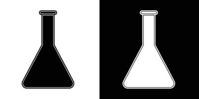 Stylish black and white lab flask illustration for science and education themes, perfect for various designs vector