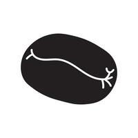 Simple black silhouette of a coffee bean, a recognizable symbol for coffee, caffeine, and morning drinks, clean solid shape illustration for cafe and beverage designs, high resolution available vector
