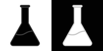 Stylish black and white lab flask illustration for science and education themes vector