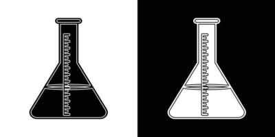 Stylish black and white lab flask illustration for science and education themes, perfect vector