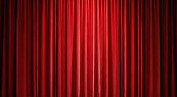 Elegant Red Stage Curtains Creating Dramatic Atmosphere for Performance photo