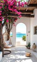 Charming Outdoor Space with Bougainvillea and Ocean View photo
