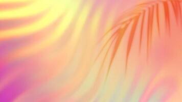 Summer gradient background with a palm leaf shadow. Bright colorful warm summer colors. Gradient background in pink, yellow colors with soft transitions. Great for poster, banner. illustration. vector