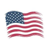 A compelling illustration of the American flag with a distressed and textured brushstroke style vector