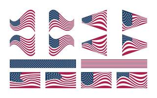 Modern US Flag Design Pack for 4th of July Independence Day Graphics vector