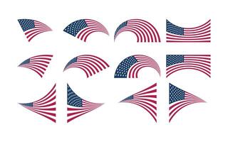 Dynamic American Flag Shapes illustration for 4th of July Independence Day Graphics vector