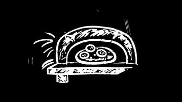 Animated Chalk Sketch Pizza Baking Oven video