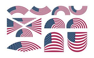 Abstract American Flag Design Elements for 4th of July Independence Day Graphics vector
