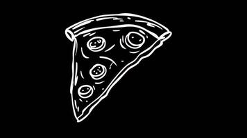 Animated Chalk Sketch Pizza Slice With Cheese Animation video