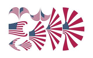 National USA Flag in Different Styles for 4th of July Independence Day Graphics vector