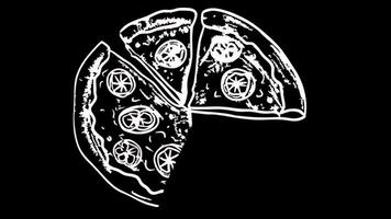 Hand Drawn Chalk Full Pizza And Slice Animation video