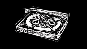Hand Drawn Chalk Pizza In Box Animation video
