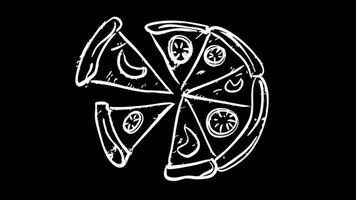 Animated Chalk Doodle Multiple Pizza Slices Illustration video