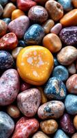 Colorful Pebbles and Stones with Unique Patterns and Textures photo