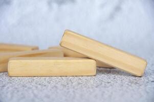 Close up of wooden blocks with customizable space for text or ideas photo