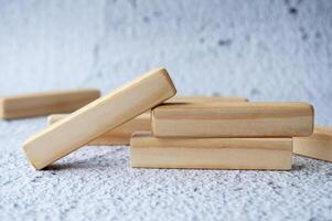 Close up of wooden blocks with customizable space for text or ideas. photo