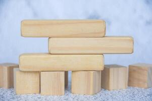 Straight view of wooden blocks with customizable space for text. Copy space concept photo