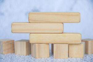Wooden blocks with customizable space for text. Copy space concept. photo