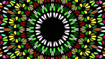 Colorful abstract psychedelic radial mosaic pattern background design - seamless loop animation video