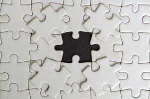 Top view of missing jigsaw. Customizable empty space on jigsaw for text photo