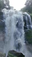The nature of the waterfall in the forest that flows strongly during the rainy season. Strong current in the river, waters turned muddy after heavy rains in autumn video
