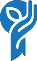 Hand protecting a leaf within a circle, symbol of environmental care vector