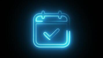 A glowing blue calendar with a checkmark, representing a completed task or confirmed date. video