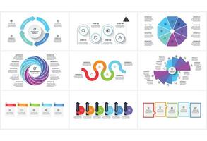 Set creative concept for infographic with 4, 5, 6, 8, 10, 12 steps, template for web on a black background. vector