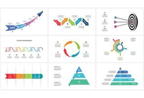 Set creative concept for infographic with 3, 4, 5 steps, template for web on a black background. vector