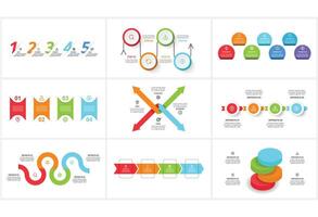 Set creative concept for infographic with 4, 5, 7, steps, options, parts or processes. vector