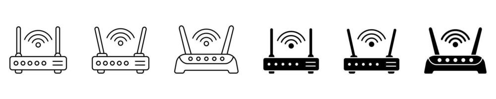 Router icons set. Router related signal icon, wifi router. vector